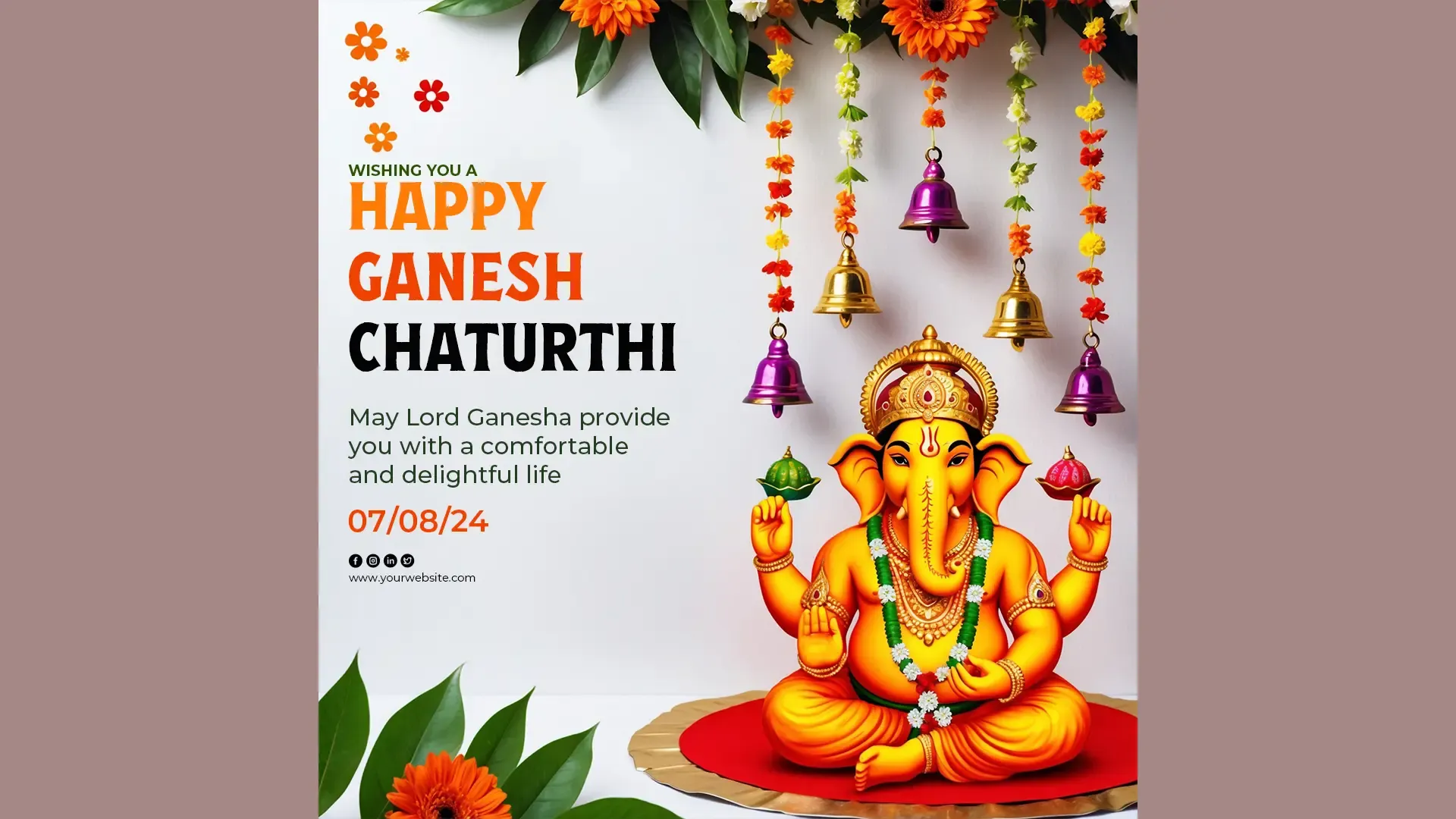 Happy Ganesh Chaturthi Instagram Post Bright and Joyful Theme image